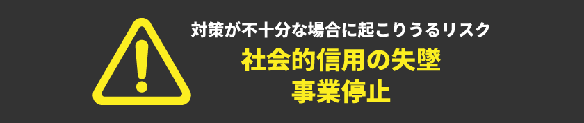 対策が不十分な場合に起こりうるリスク「社会的信用の失墜事業停止」