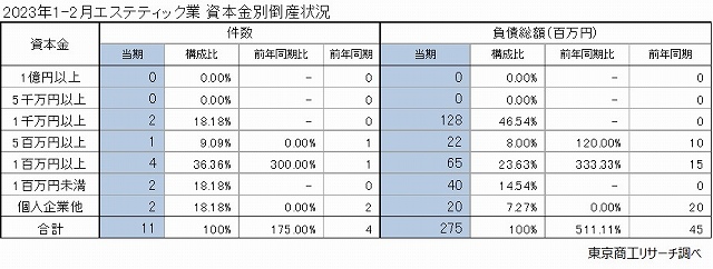 資本金別倒産状況