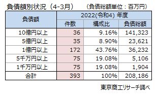 負債額別状況（4-3月）