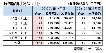 負債額別状況（4-3月）