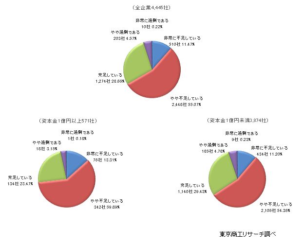 大企業の方が人手不足が強く反映