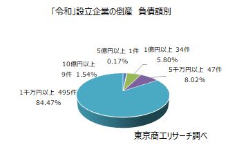 「令和」設立企業の倒産　負債額別