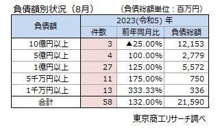 負債額別状況（8月）