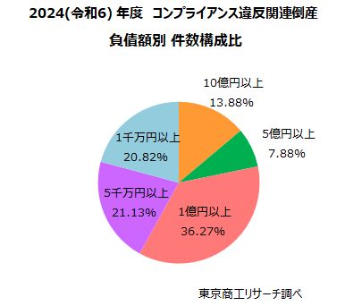 2024（令和6）年度　コンプライアンス違反関連倒産「負債額別」件数構成比