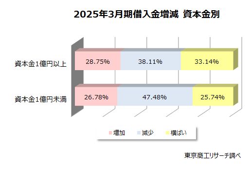 2025年3月期借入金増減　資本金別