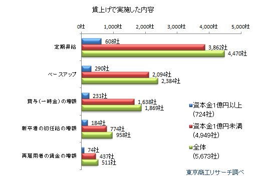 賃上げで実施した内容