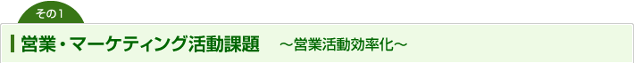 営業・マーケティング活動課題　～営業活動効率化～