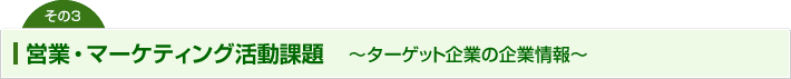 営業・マーケティング活動課題　～ターゲット企業の企業情報～