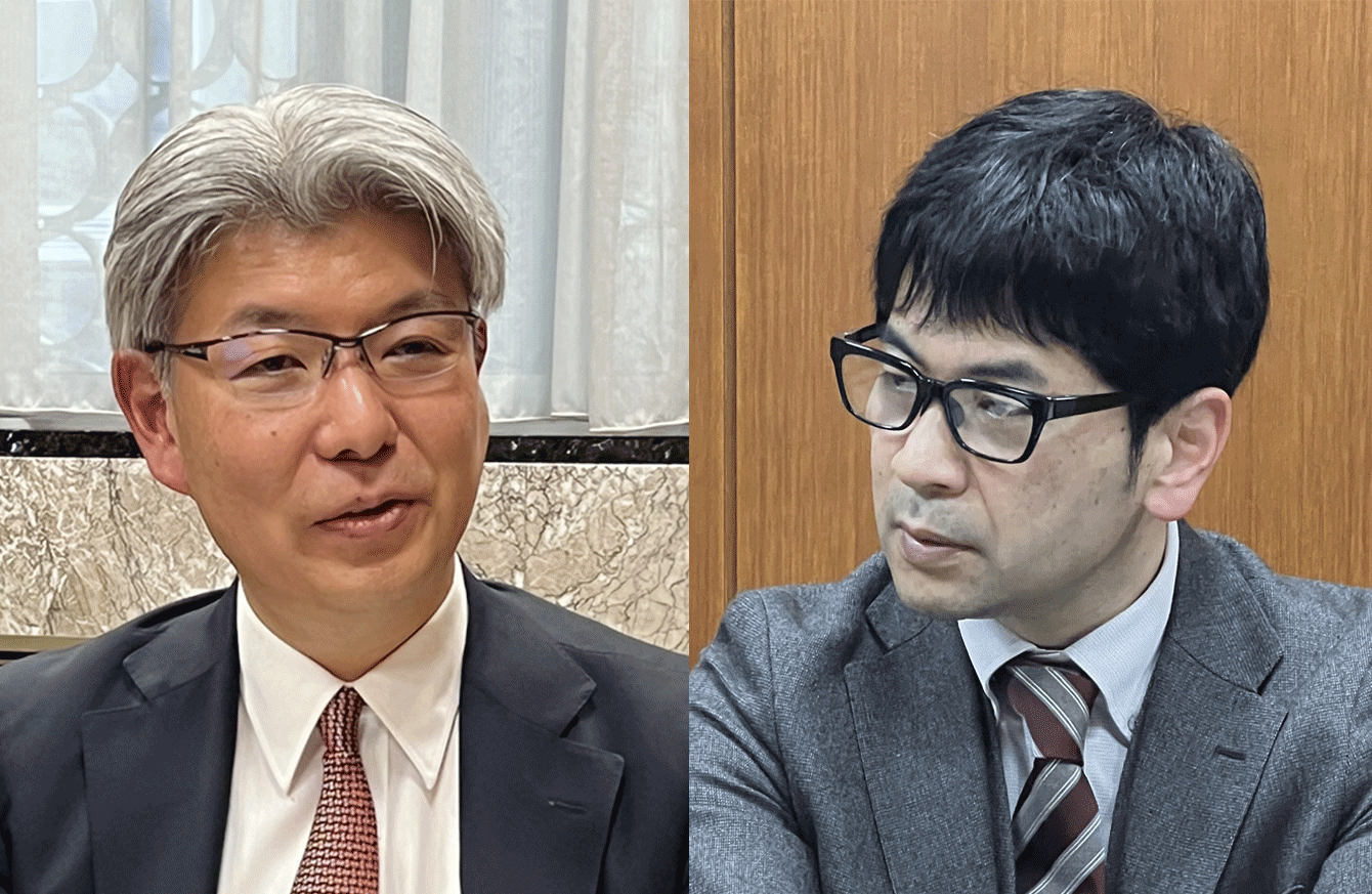 井野敬一郎理事長がインタビューに応じる様子