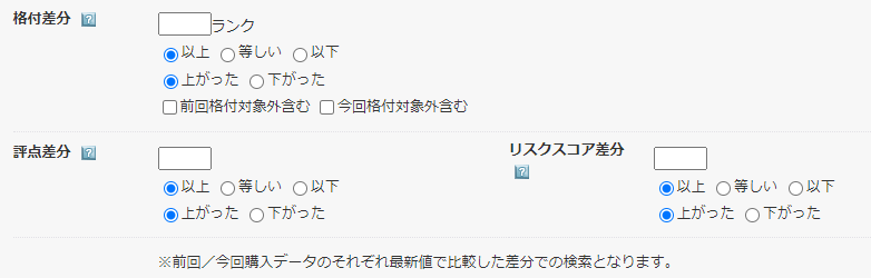 「評点」と「リスクスコア」の差分検索