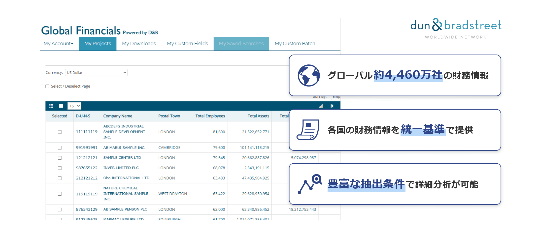 グローバル財務情報サービス（D&B Global Financials）