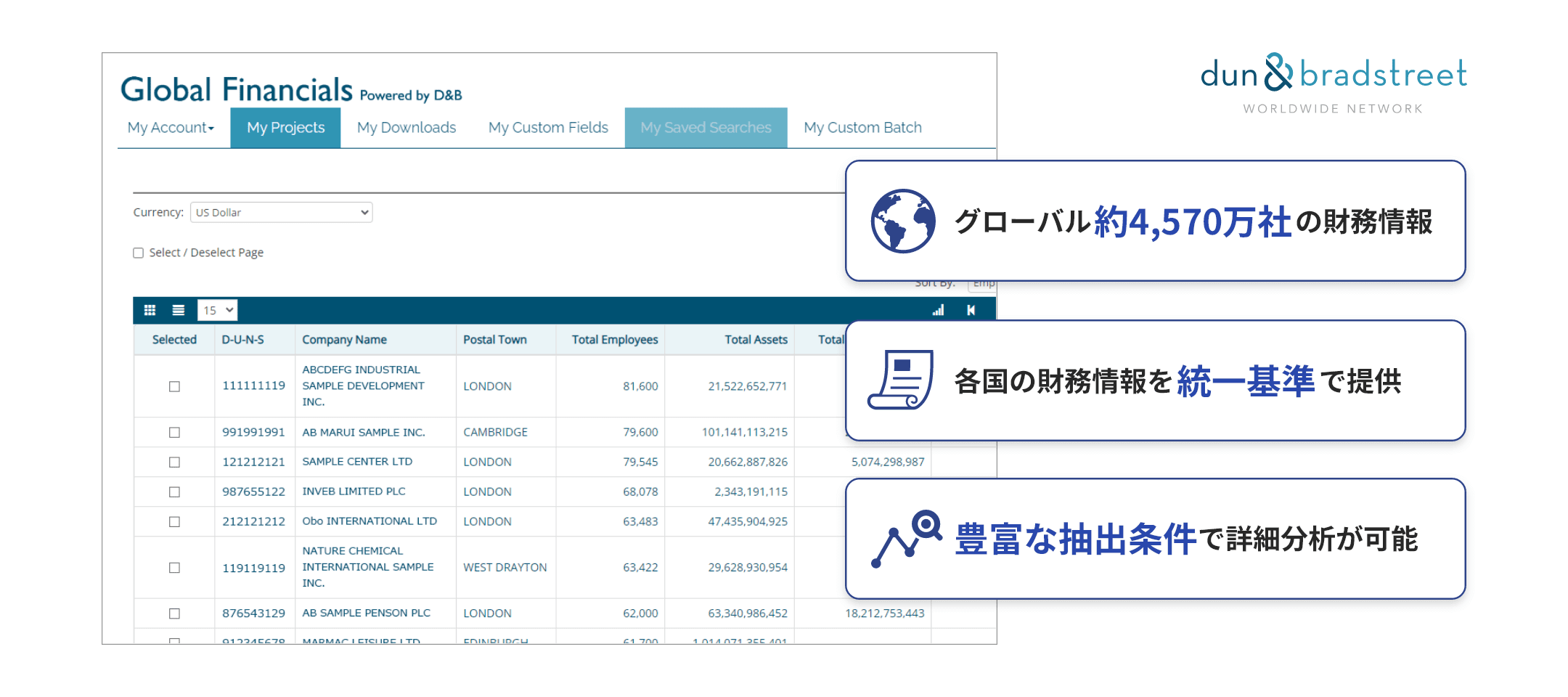 グローバル財務情報サービス（D&B Global Financials）