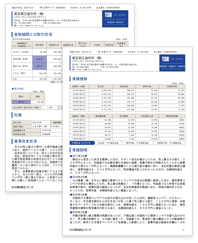 資金・業績情報